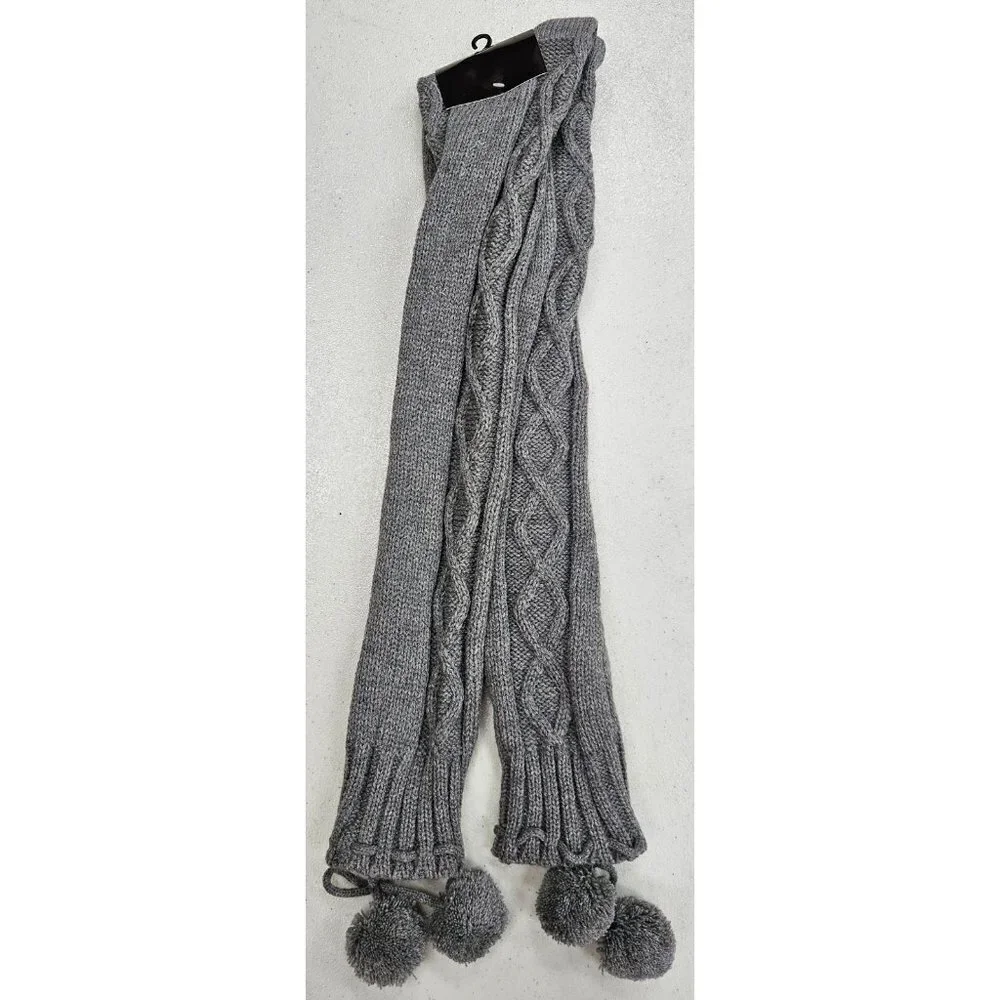 Women Long Socks Crochet Over Knit Winter Knee Leg Warmers Boot Cuff w/ Pompoms